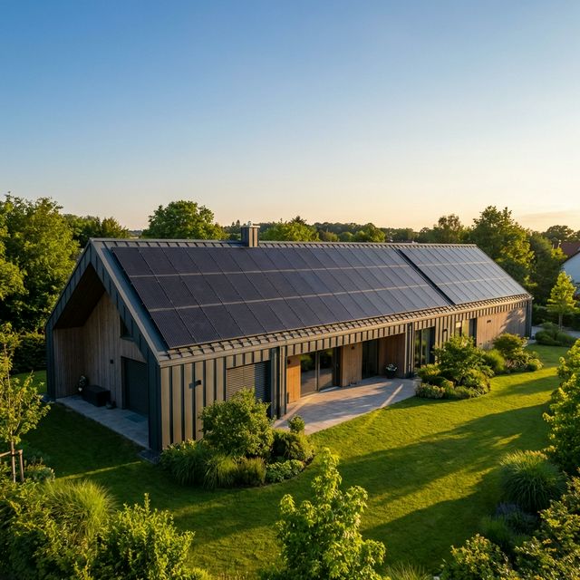 Photovoltaik Solaranlage auf Hausdach in Deutschland — professionelle PV-Installation
